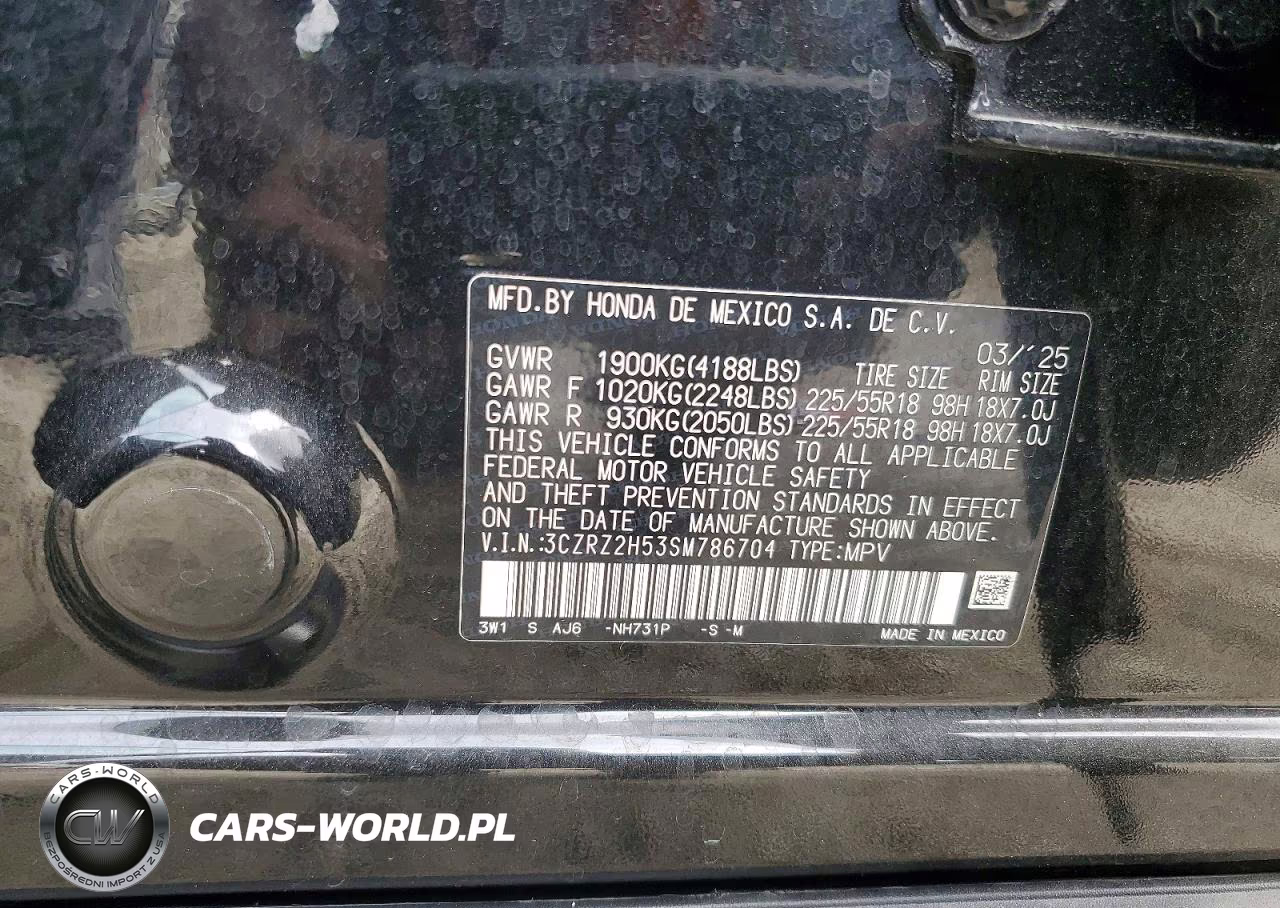 2025 Honda Hr-V Sport VIN:3CZRZ2H53SM786704 - 12