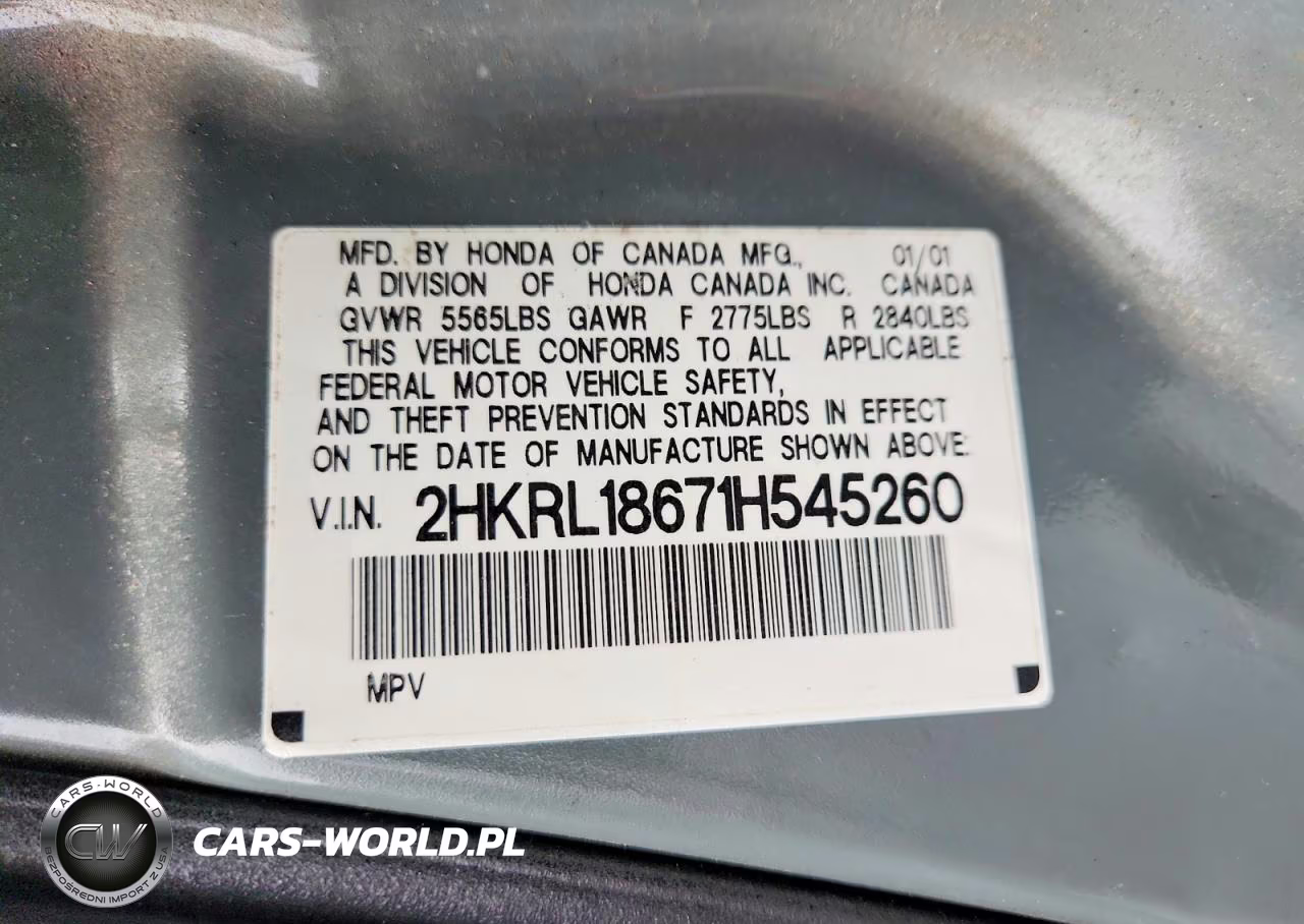 2001 Honda Odyssey Ex VIN:2HKRL18671H545260 - 13