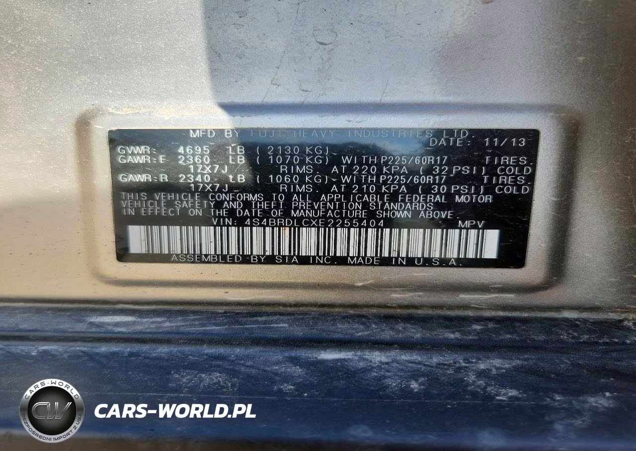 2014 Subaru Outback 3.6R Limited VIN:4S4BRDLCXE2255404 - 13