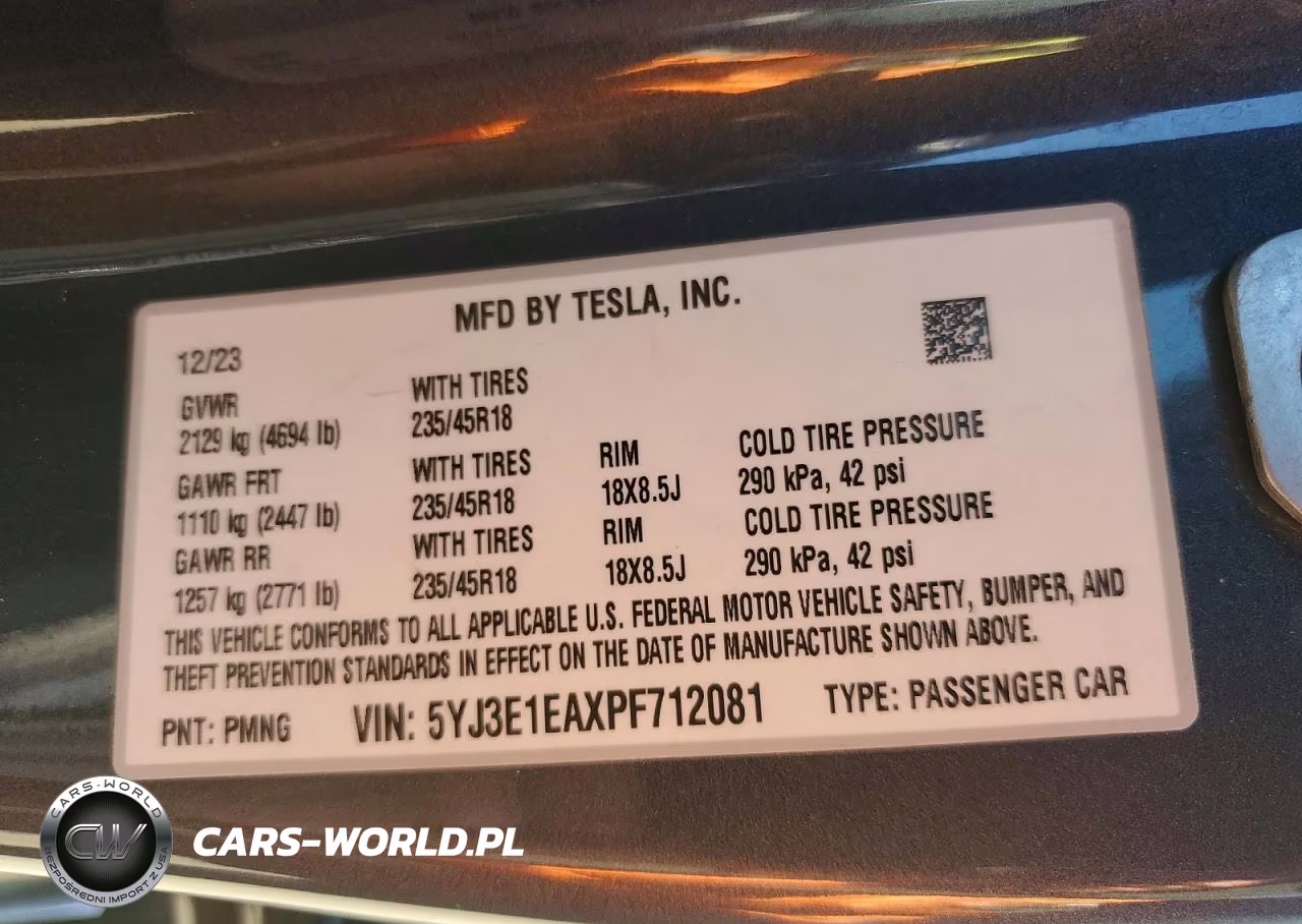 2023 Tesla Model 3 VIN:5YJ3E1EAXPF712081 - 13