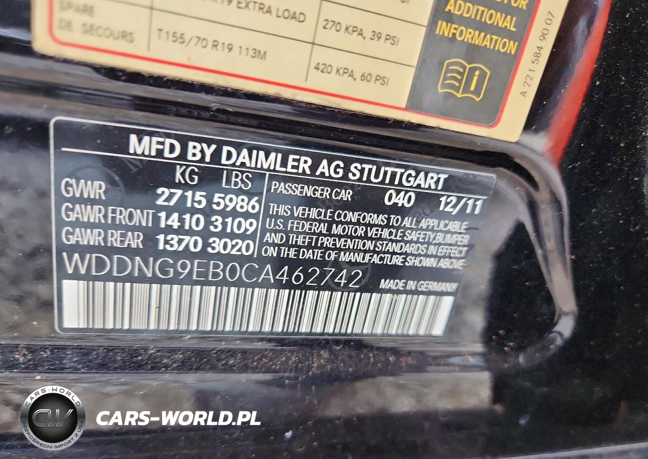 2012 Mercedes-Benz S 550 4Matic VIN:WDDNG9EB0CA462742 - 12