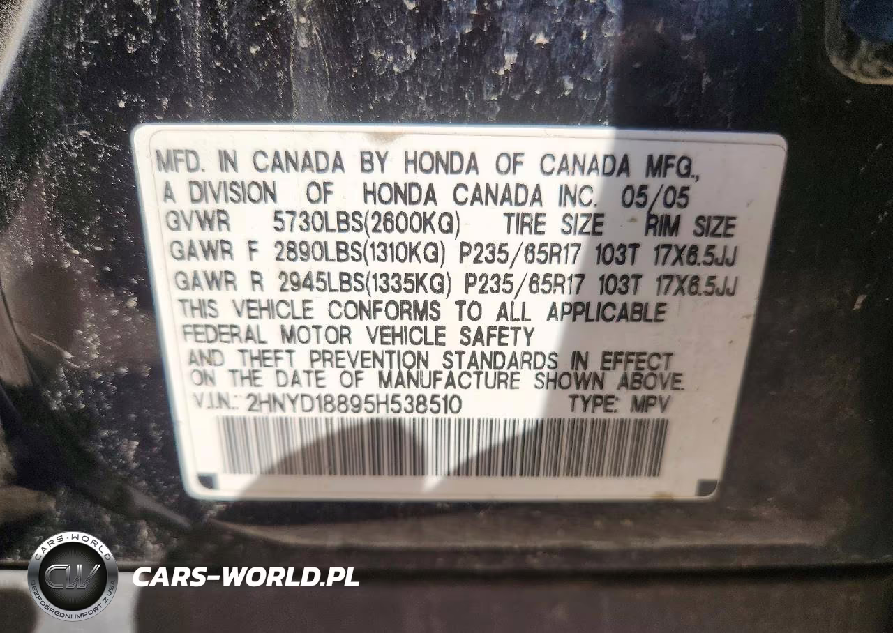 2005 Acura Mdx Touring VIN:2HNYD18895H538510 - 13