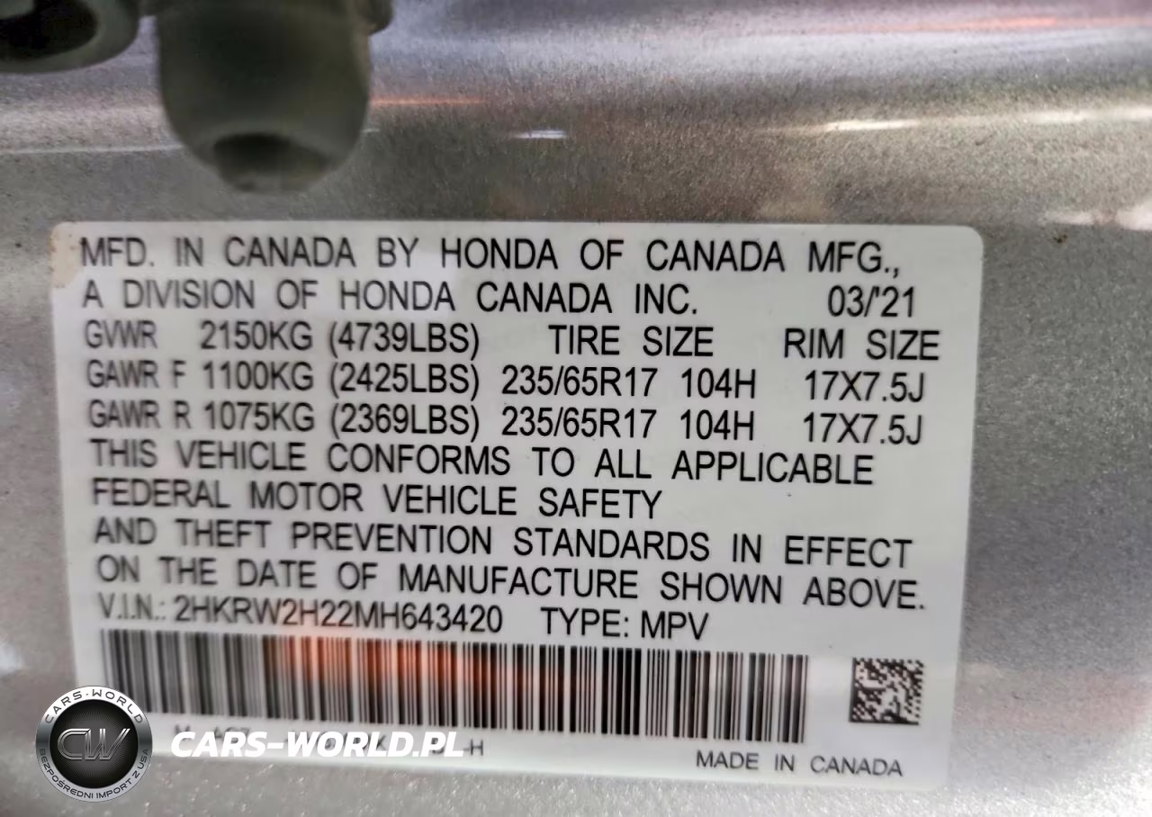 2021 Honda Cr-V Lx VIN:2HKRW2H22MH643420 - 13