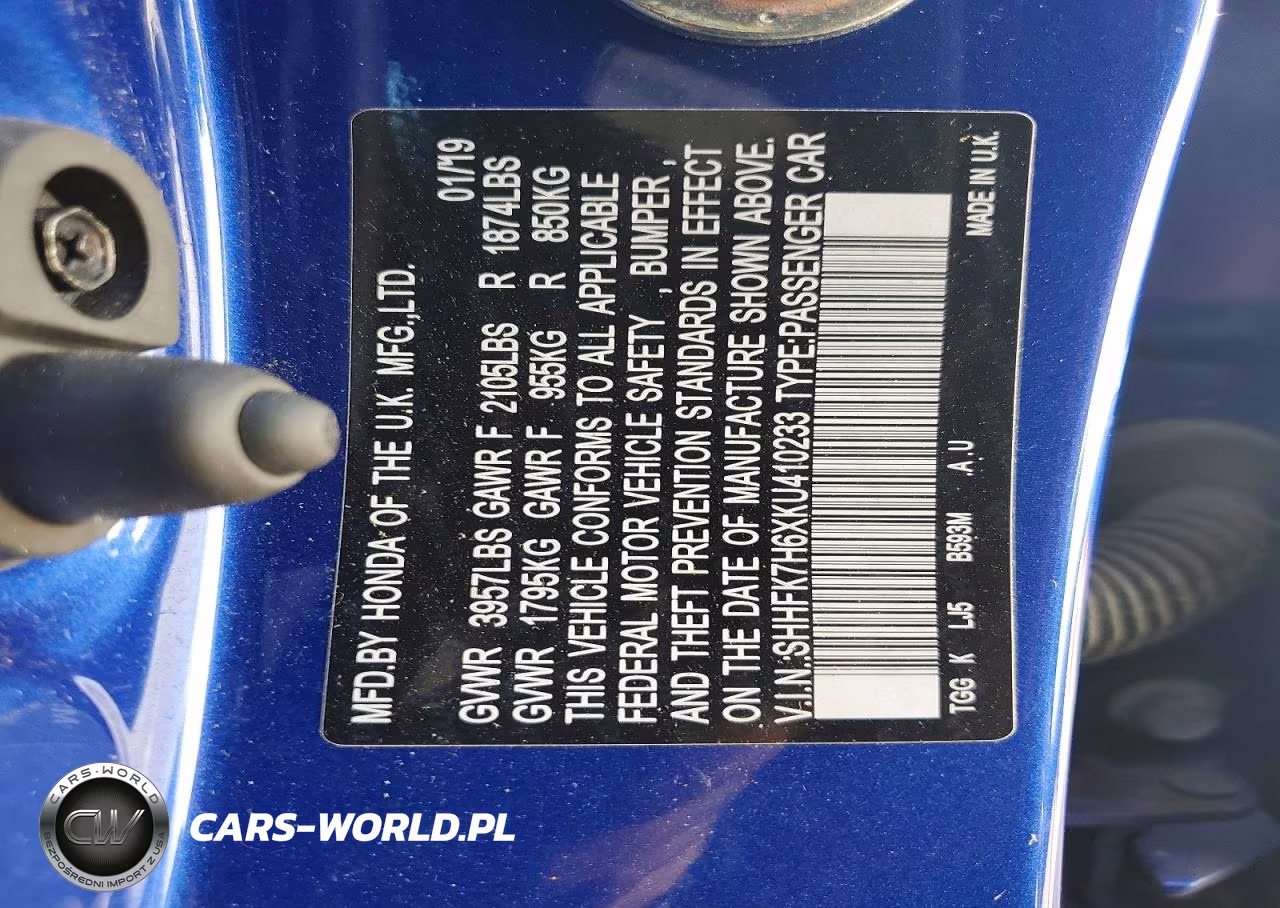 2019 Honda Civic Ex VIN:SHHFK7H6XKU410233 - 12