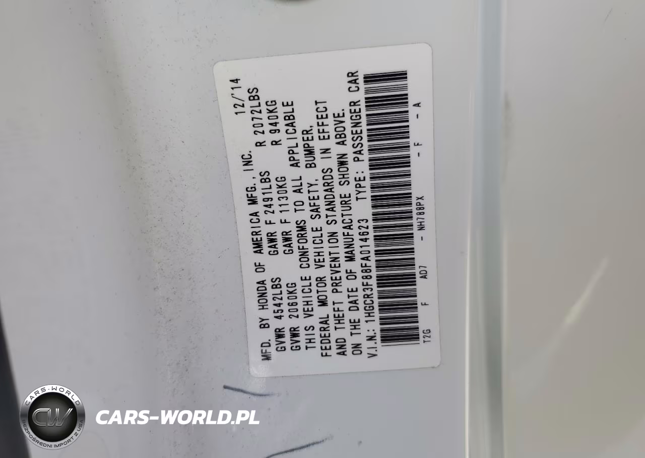 2015 Honda Accord Exl VIN:1HGCR3F88FA014623 - 12