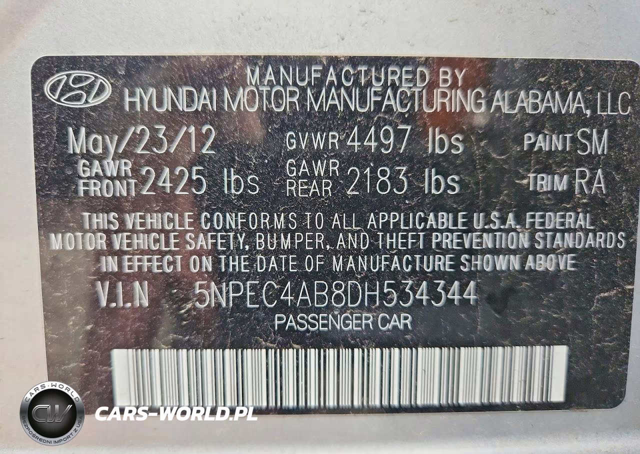 2013 Hyundai Sonata Se 2.0T VIN:5NPEC4AB8DH534344 - 12