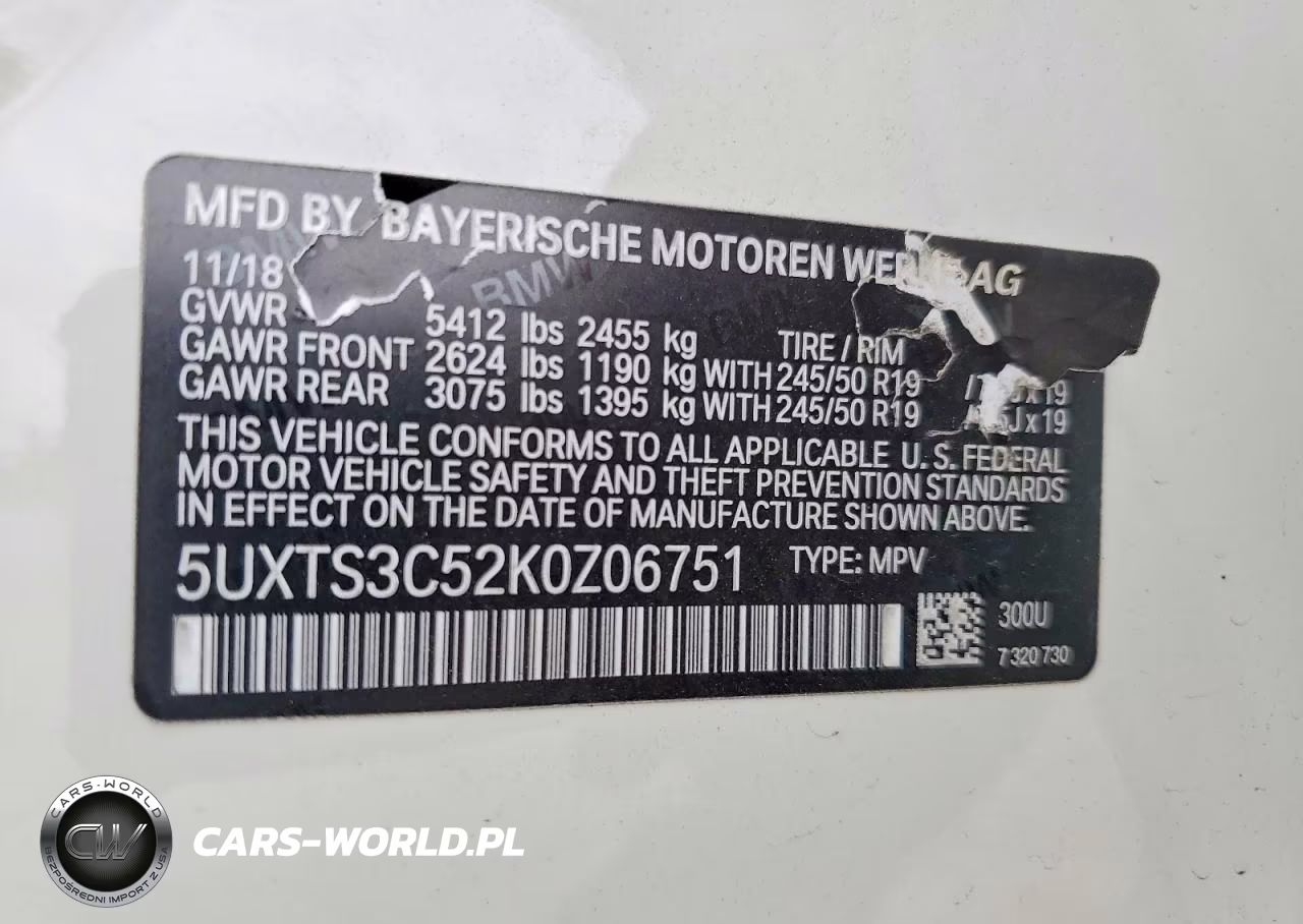 2019 BMW X3 xDrivem40I VIN:5UXTS3C52K0Z06751 - 13