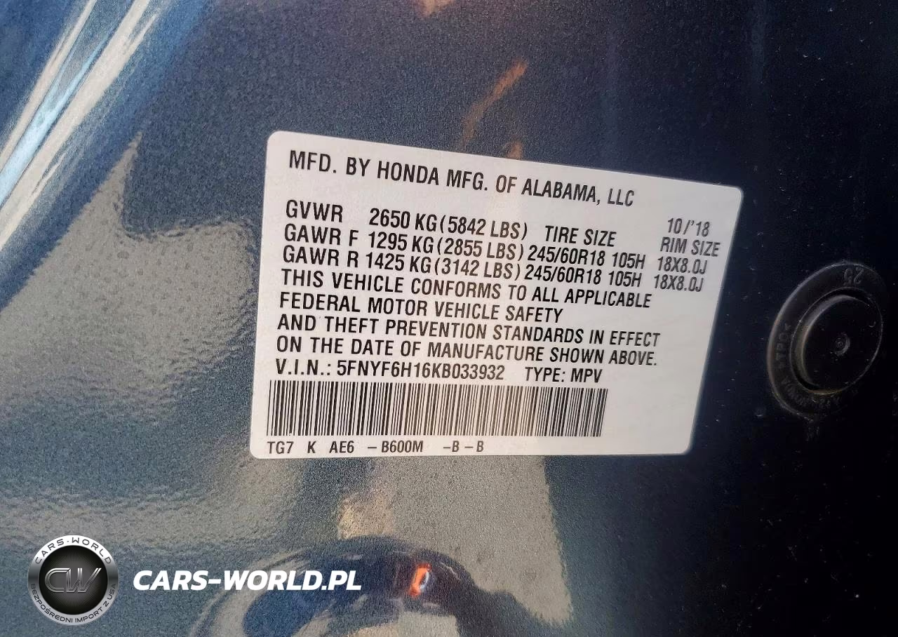 2019 Honda Pilot Lx VIN:5FNYF6H16KB033932 - 13
