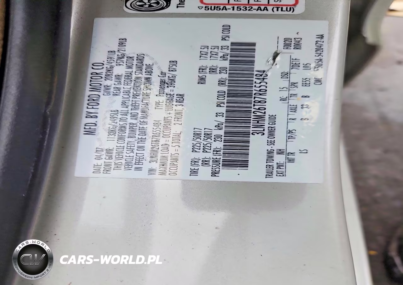 2007 Lincoln Mkz VIN:3LNHM26T87R655484 - 12