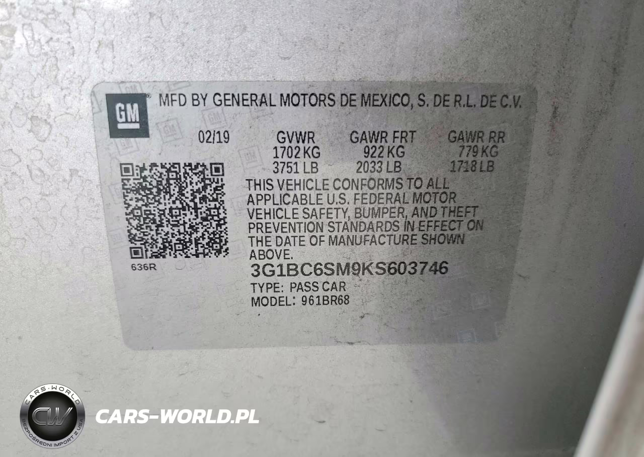 2019 Chevrolet Cruze Ls VIN:3G1BC6SM9KS603746 - 12