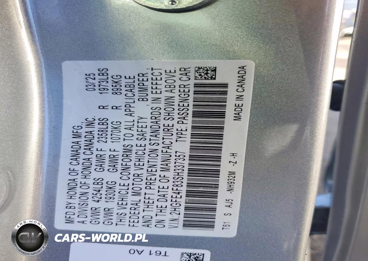 2025 Honda Civic Sport VIN:2HGFE4F83SH337357 - 12