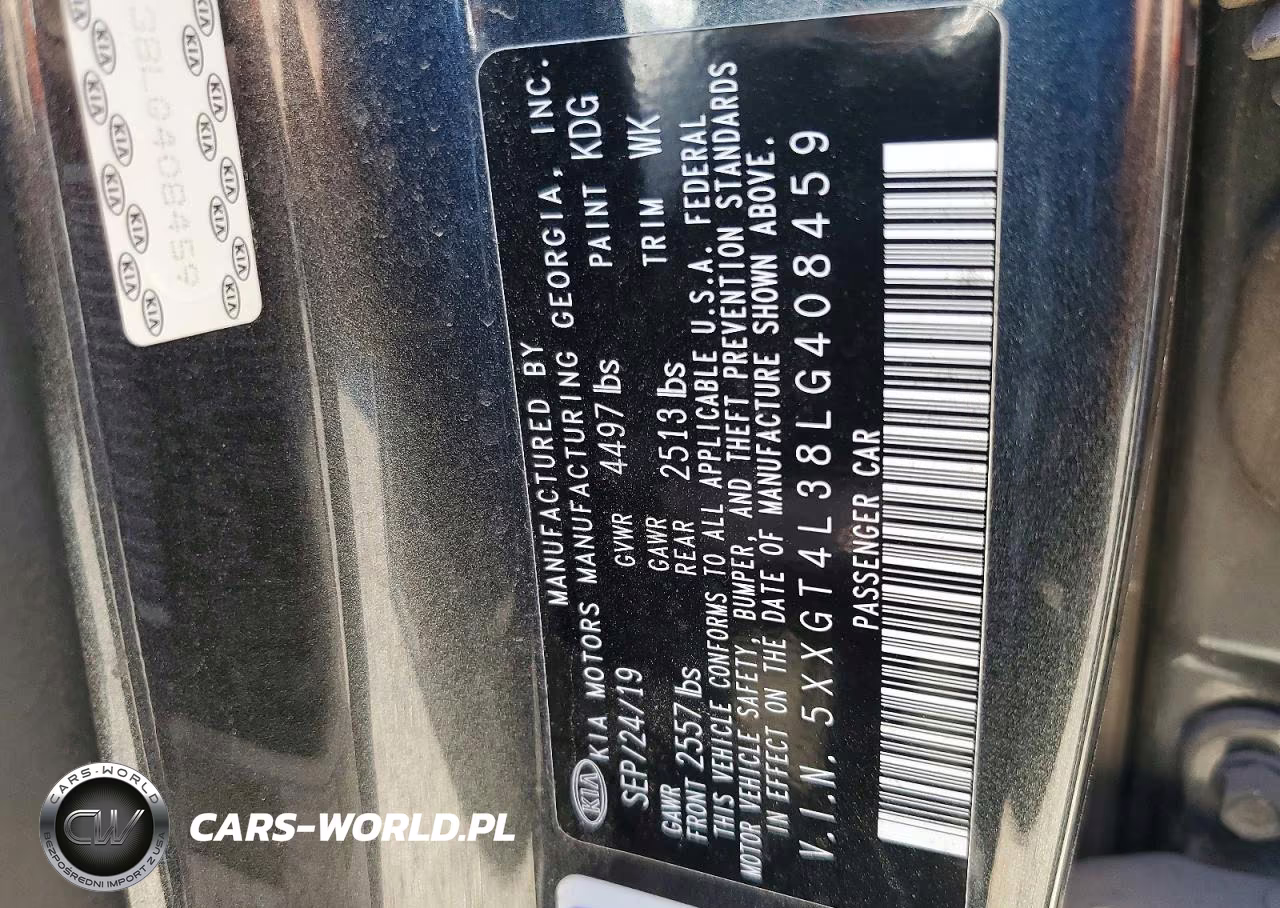 2020 Kia Optima S VIN:5XXGT4L38LG408459 - 12