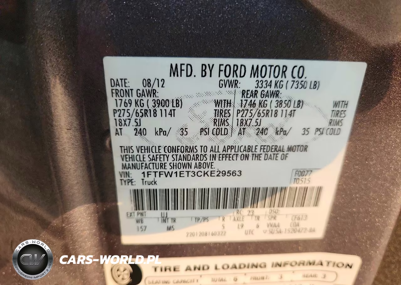 2012 Ford F150 Supercrew VIN:1FTFW1ET3CKE29563 - 12