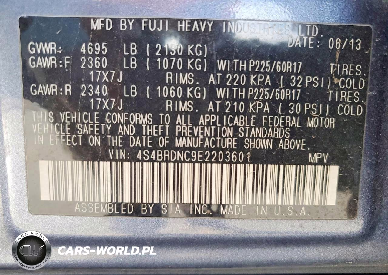2014 Subaru Outback 3.6R Limited VIN:4S4BRDNC9E2203601 - 13