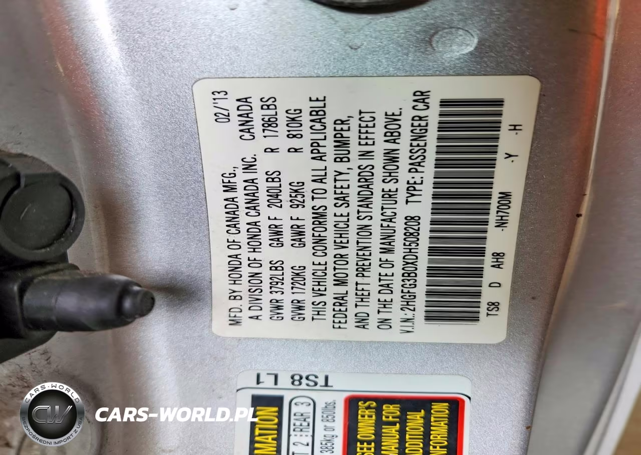 2013 Honda Civic Exl VIN:2HGFG3B0XDH508208 - 12