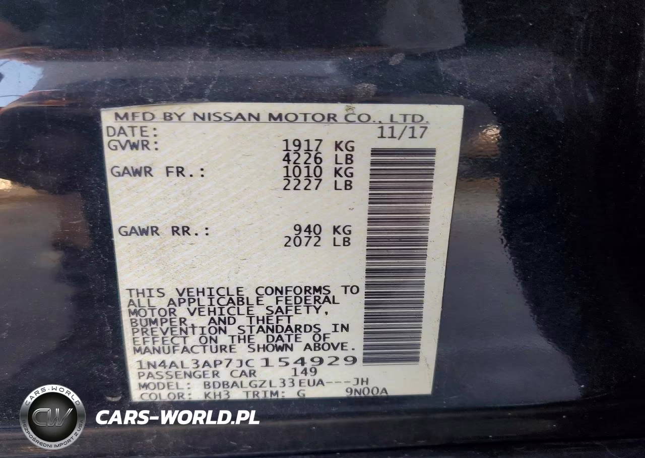 2018 Nissan Altima 2.5 S VIN:1N4AL3AP7JC154929 - 12