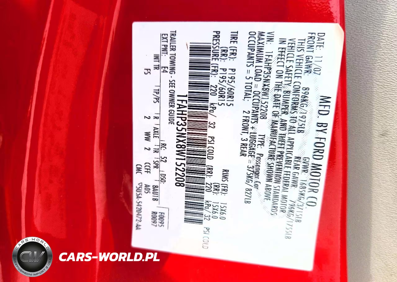 2008 Ford Focus Se VIN:1FAHP35NX8W152208 - 12