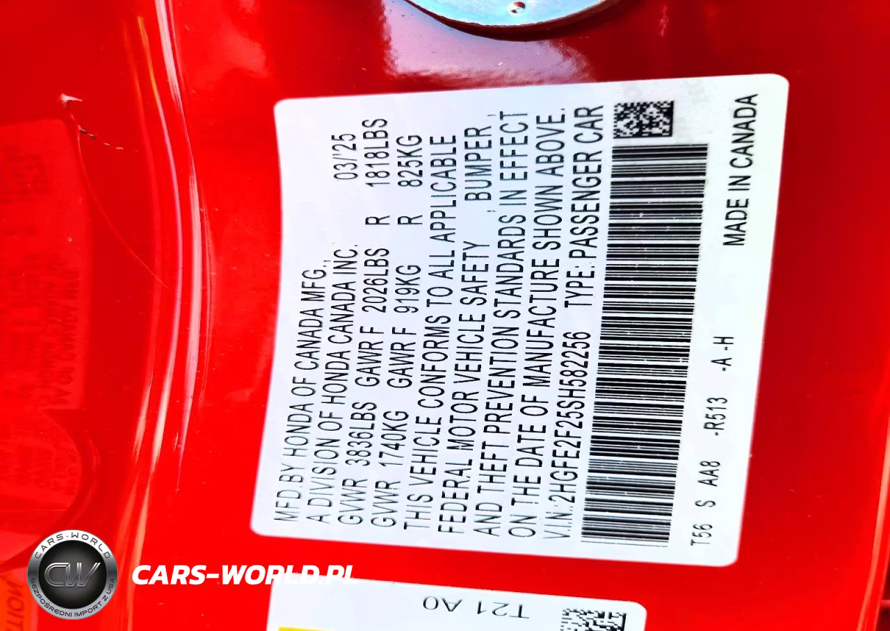 2025 Honda Civic Lx VIN:2HGFE2F25SH582256 - 12