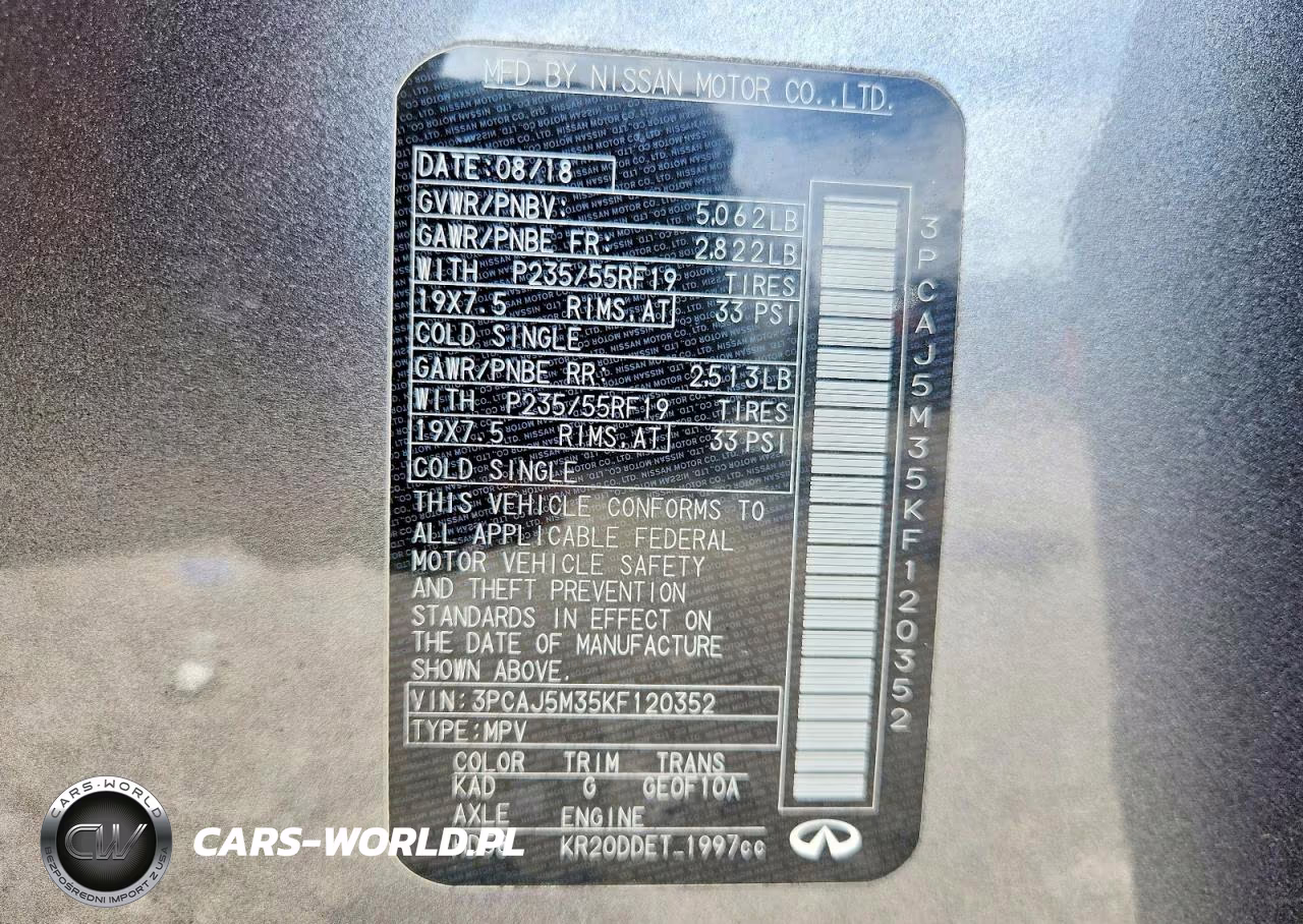 2019 Infiniti Qx50 Essential VIN:3PCAJ5M35KF120352 - 14