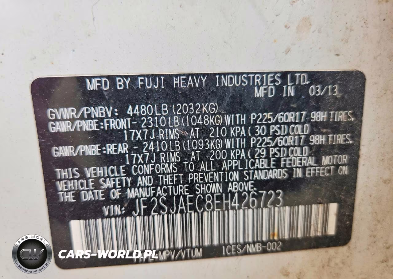 2014 Subaru Forester 2.5I Premium VIN:JF2SJAEC8EH426723 - 13