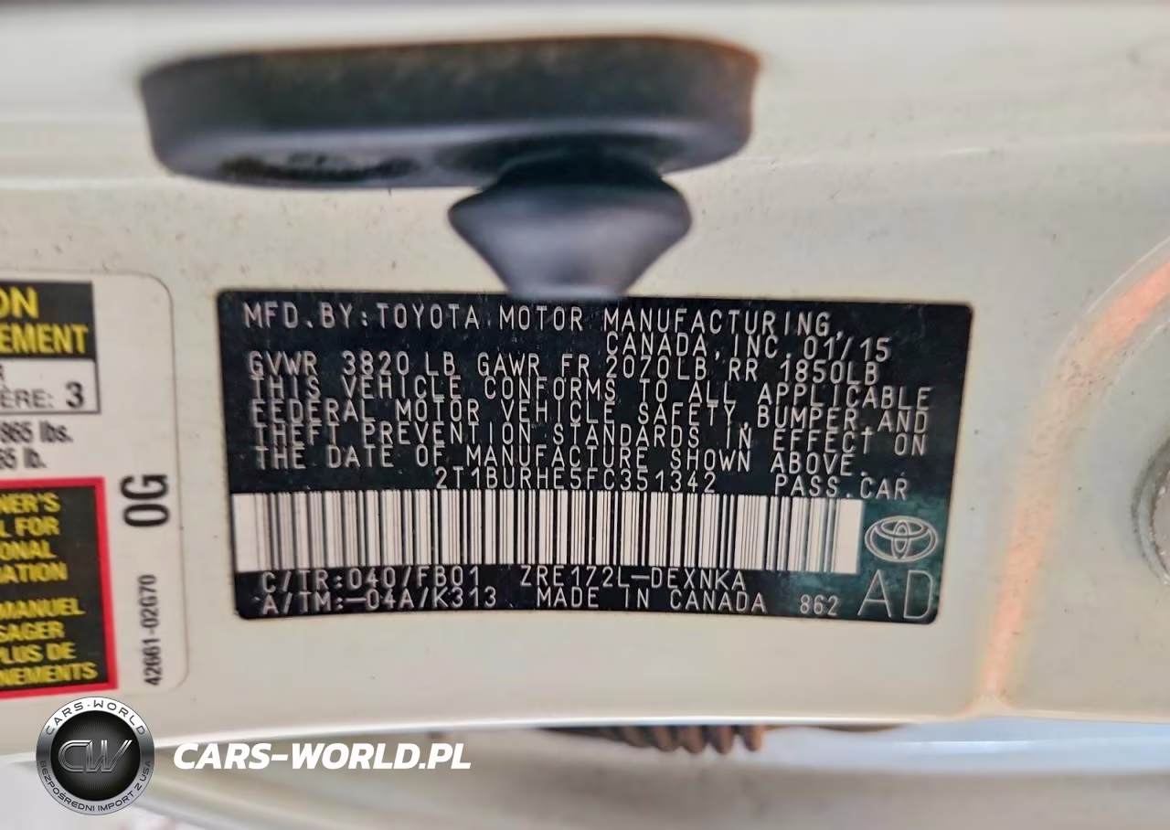 2015 Toyota Corolla Le VIN:2T1BURHE5FC351342 - 12