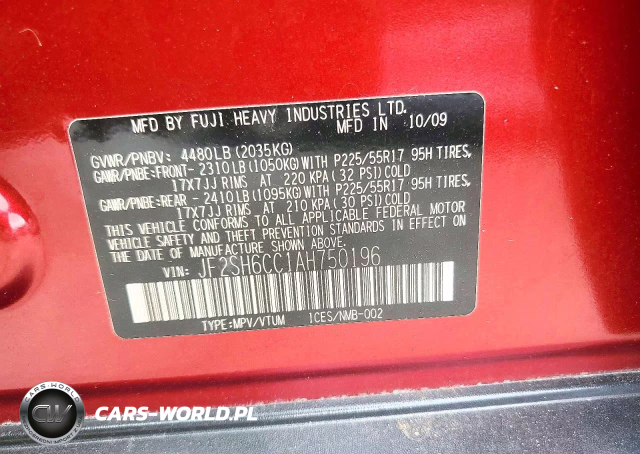 2010 Subaru Forester 2.5X Premium VIN:JF2SH6CC1AH750196 - 13