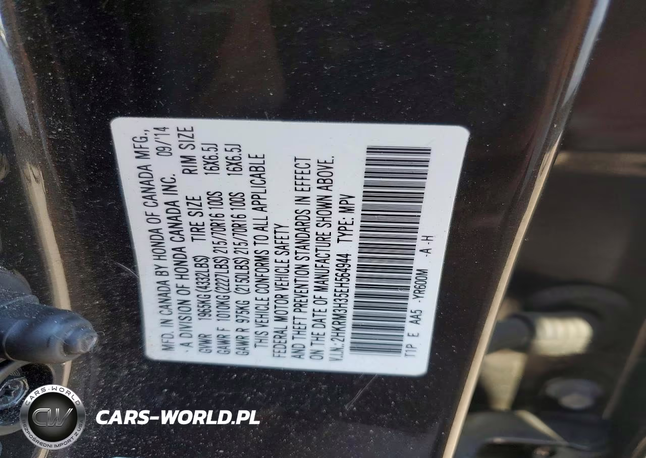 2014 Honda Cr-V Lx VIN:2HKRM3H35EH564944 - 14