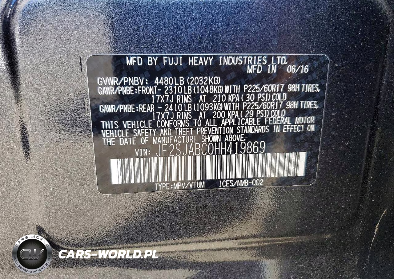 2017 Subaru Forester 2.5I VIN:JF2SJABC0HH419869 - 12