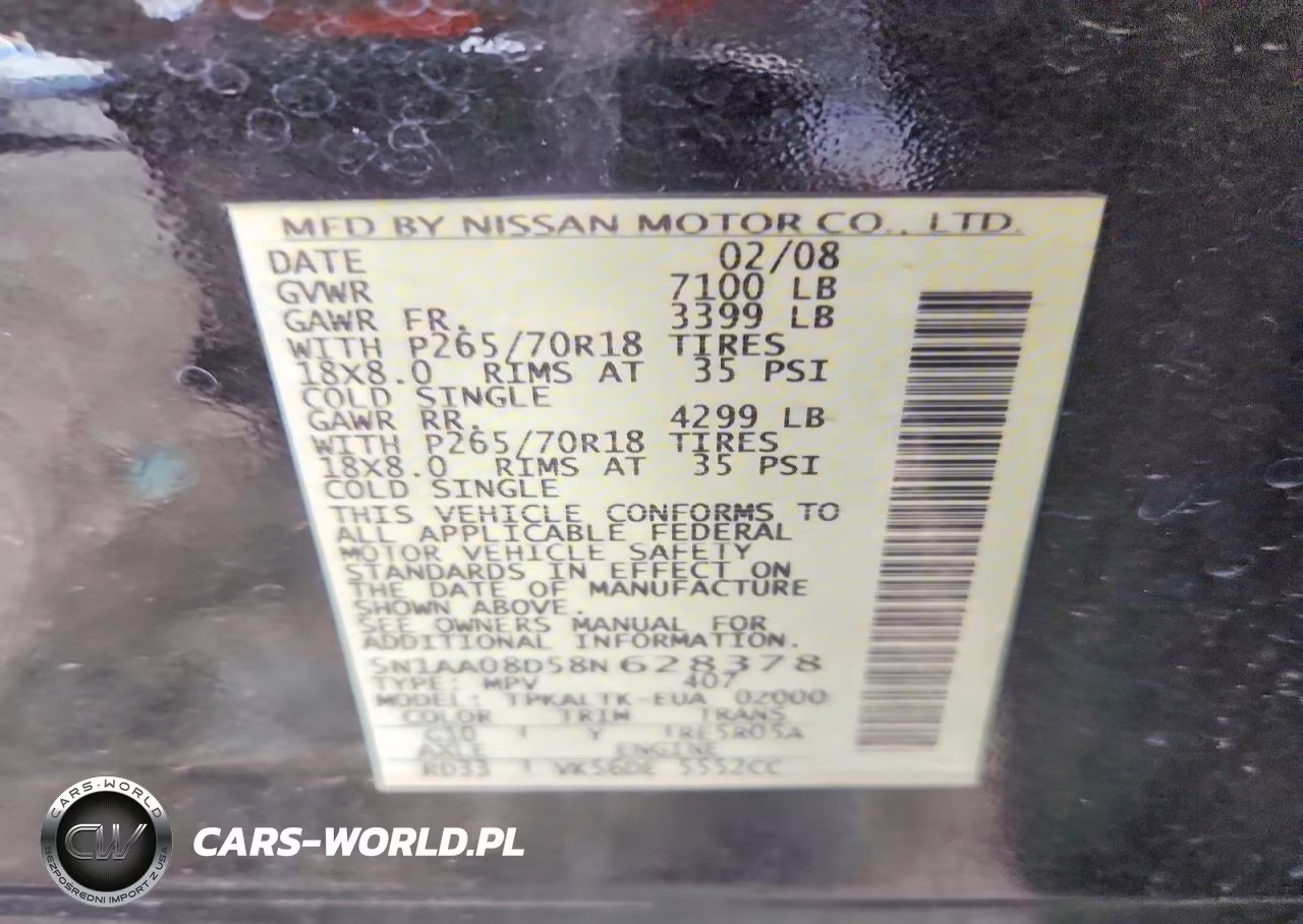 2008 Nissan Armada Se VIN:5N1AA08D58N628378 - 13