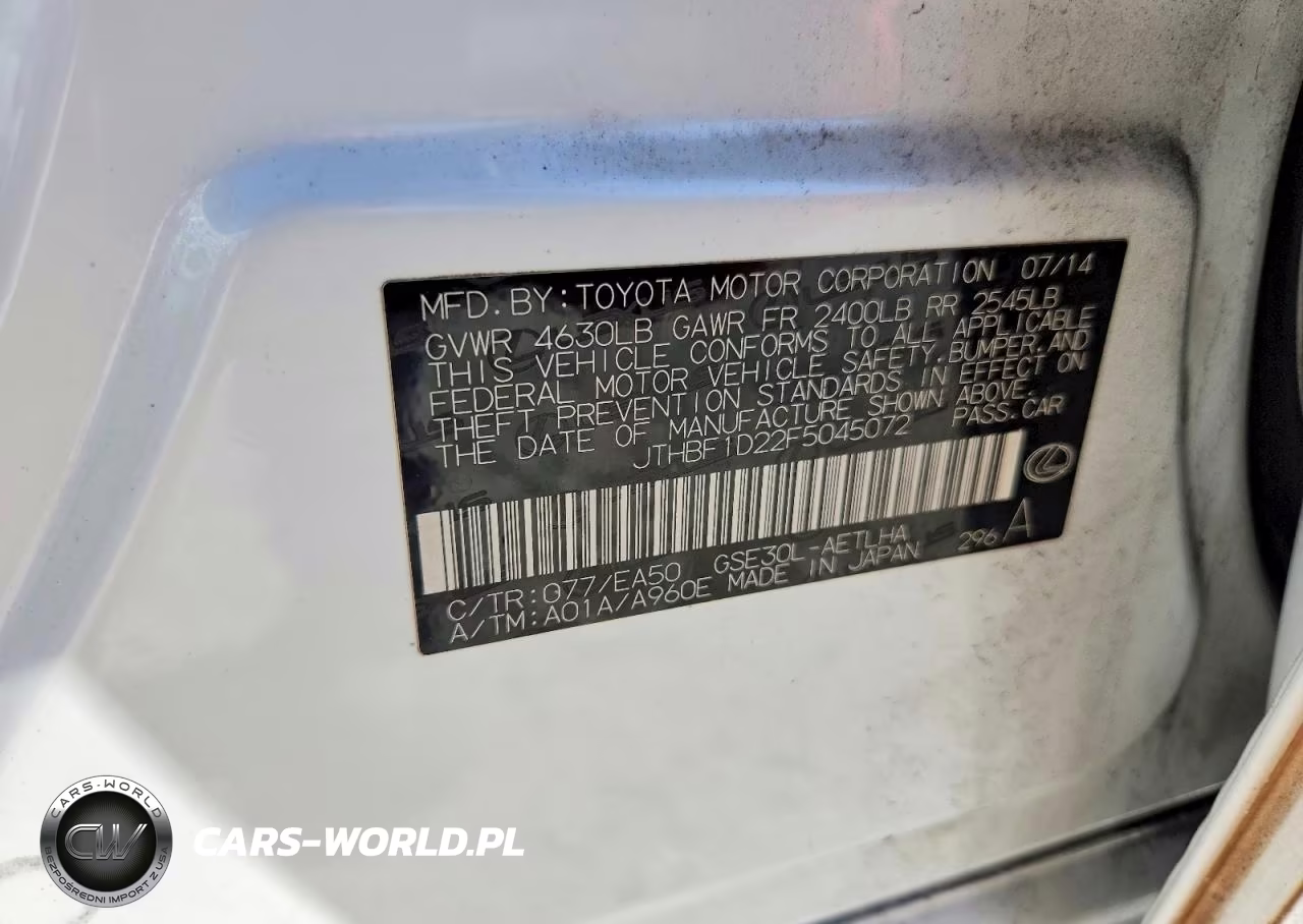 2015 Lexus Is 250 VIN:JTHBF1D22F5045072 - 13