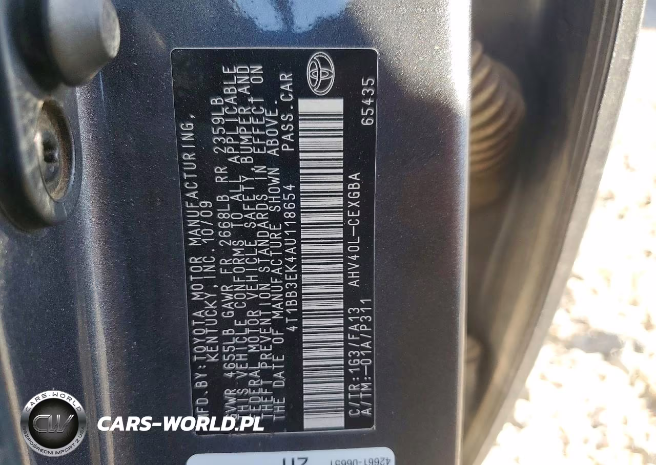 2010 Toyota Camry Hybrid VIN:4T1BB3EK4AU118654 - 13