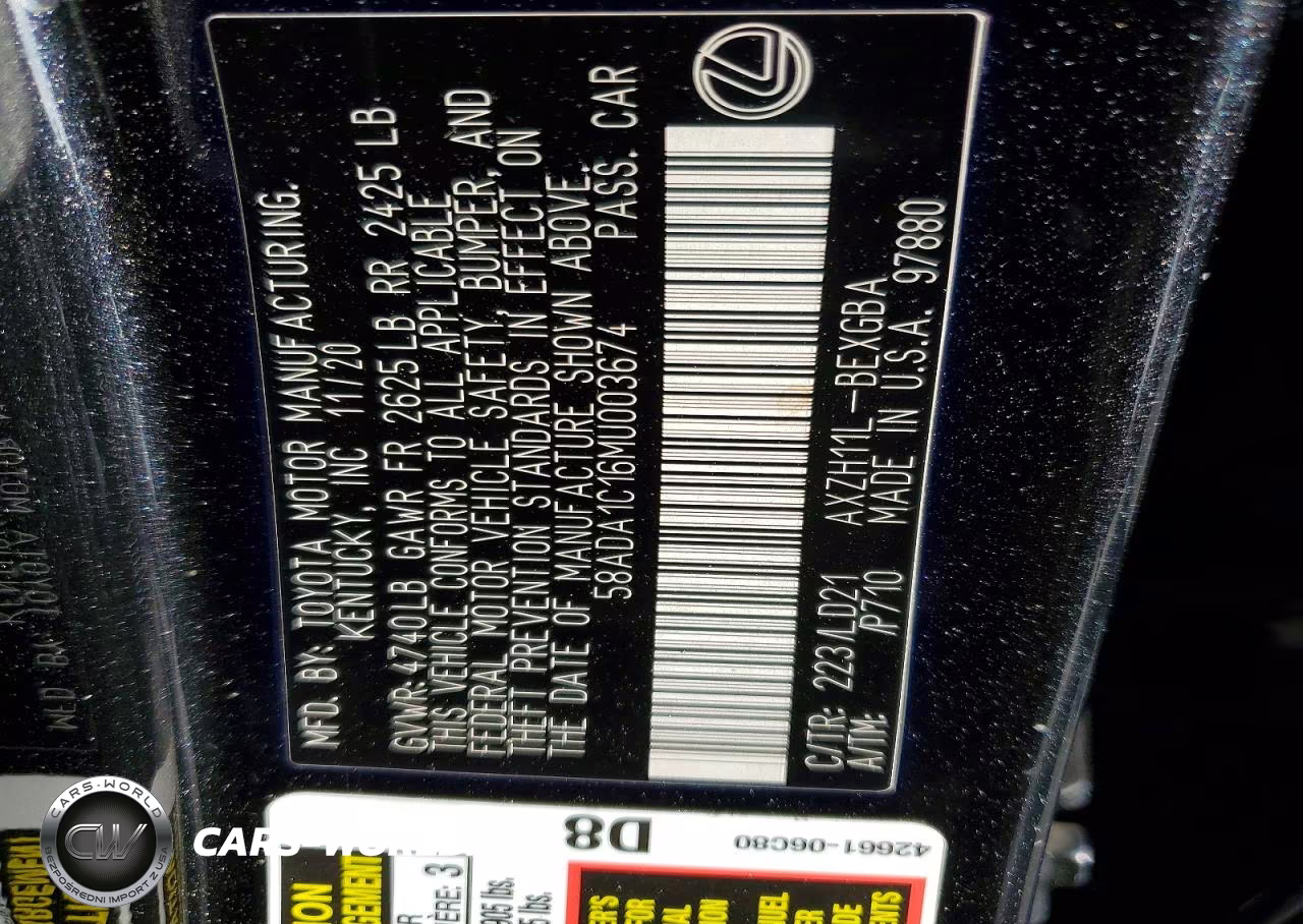 2021 Lexus Es 300H VIN:58ADA1C16MU003674 - 12