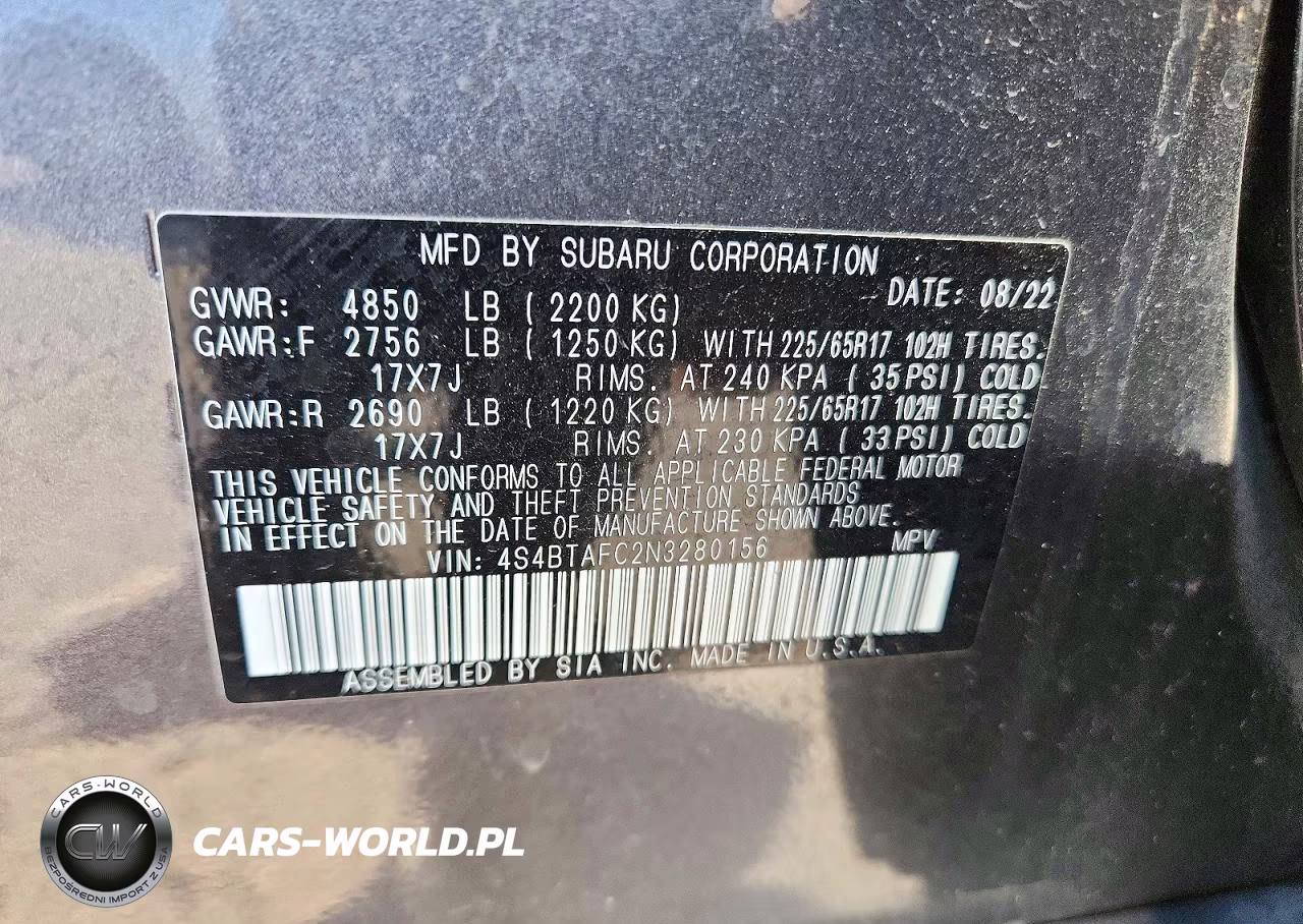2022 Subaru Outback Premium VIN:4S4BTAFC2N3280156 - 13