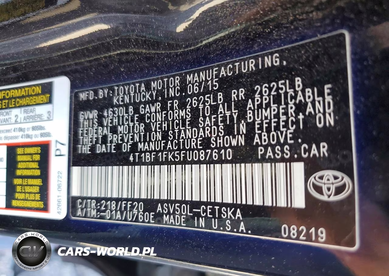 2015 Toyota Camry Se VIN:4T1BF1FK5FU087610 - 12