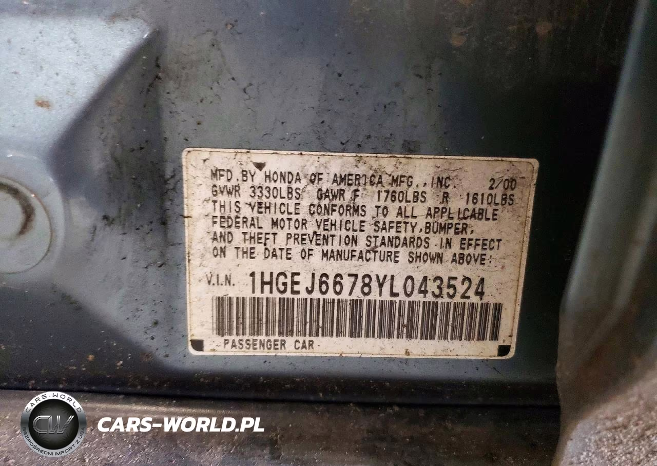 2000 Honda Civic Lx VIN:1HGEJ6678YL043524 - 12