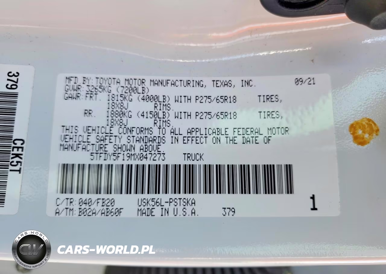 2021 Toyota Tundra Sr5 VIN:5TFDY5F19MX047273 - 12
