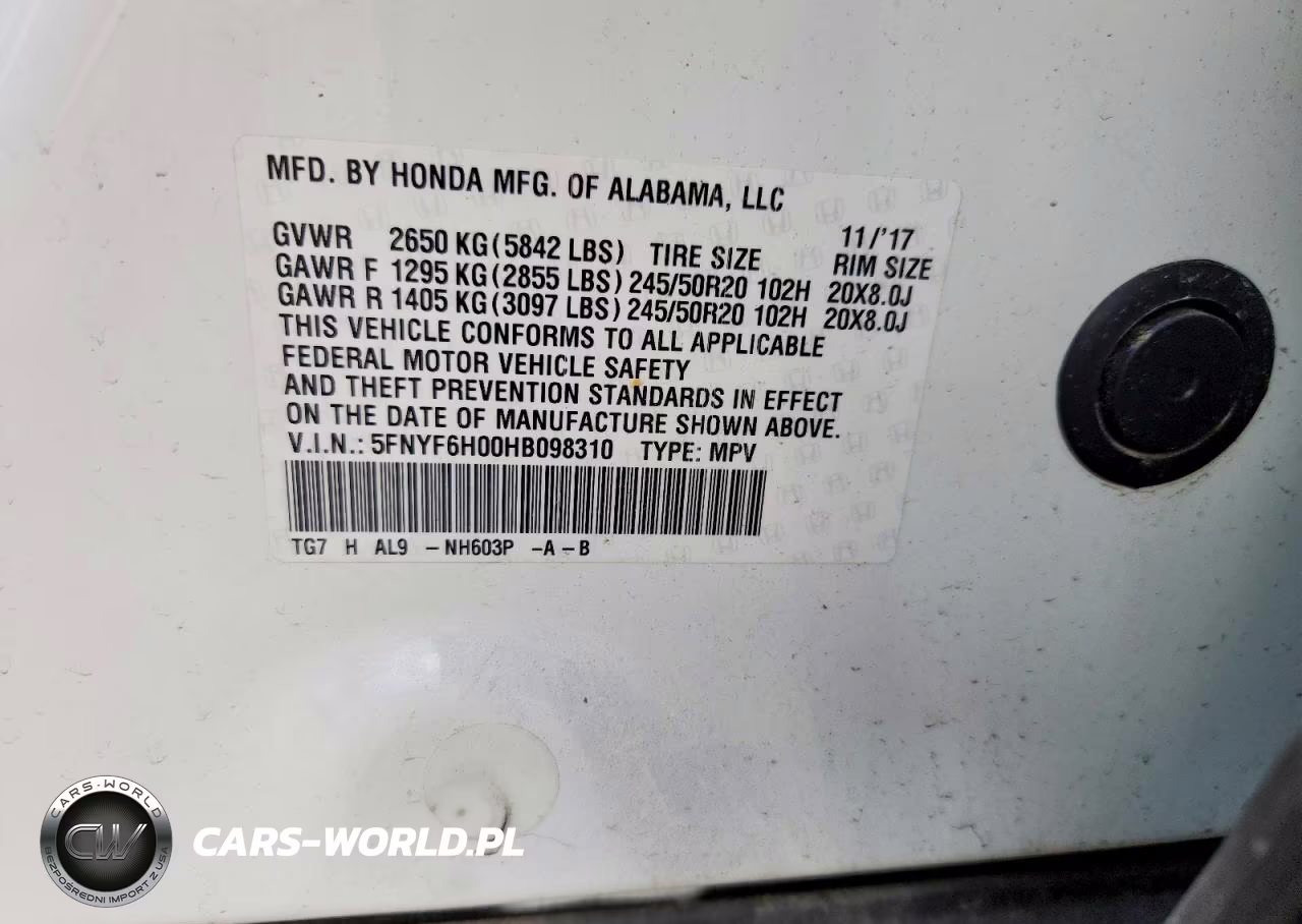 2017 Honda Pilot Elite VIN:5FNYF6H00HB098310 - 13