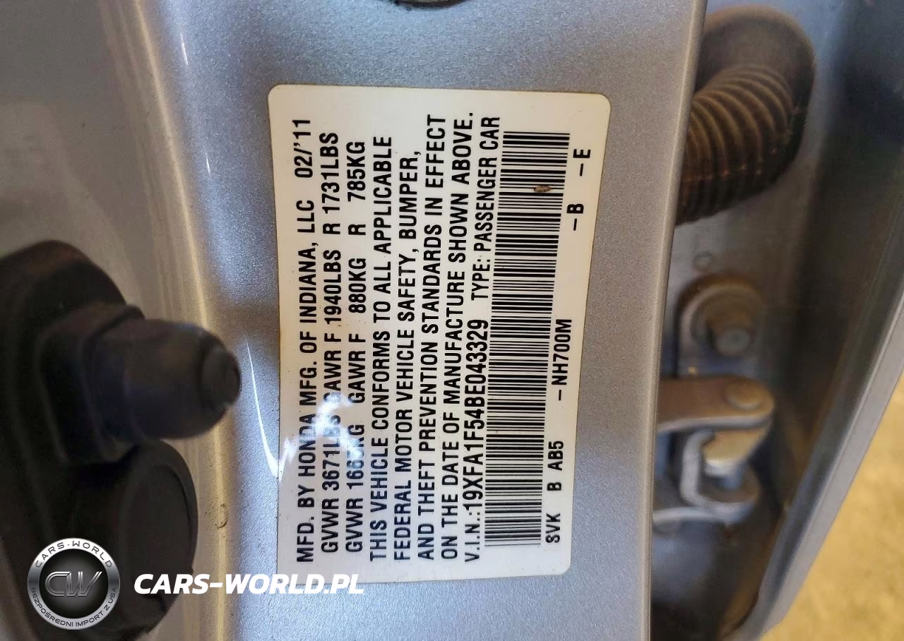 2011 Honda Civic Lx VIN:19XFA1F54BE043329 - 12