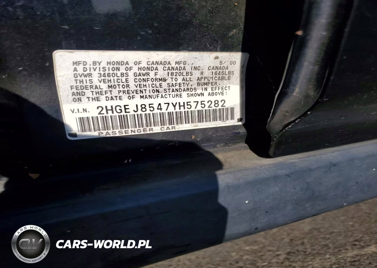 2000 Honda Civic Ex VIN:2HGEJ8547YH575282 - 12
