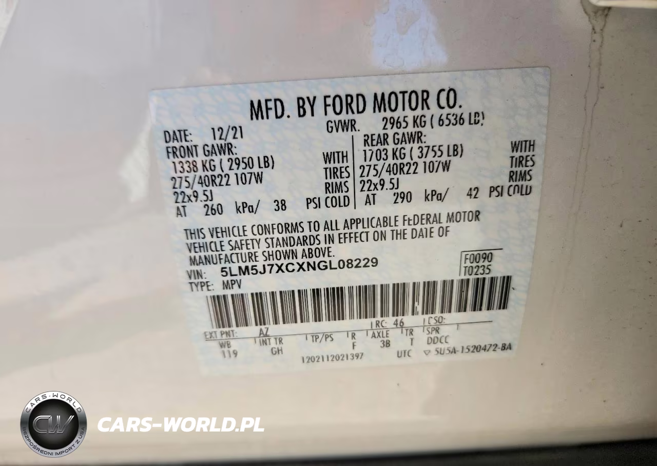 2022 Lincoln Aviator Reserve VIN:5LM5J7XCXNGL08229 - 13