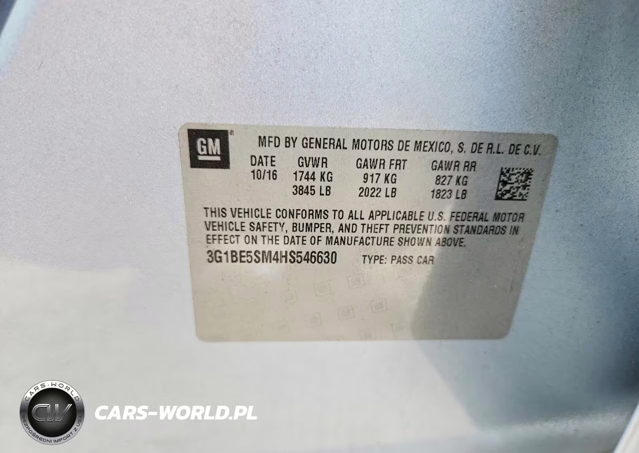 2017 Chevrolet Cruze Lt VIN:3G1BE5SM4HS546630 - 12