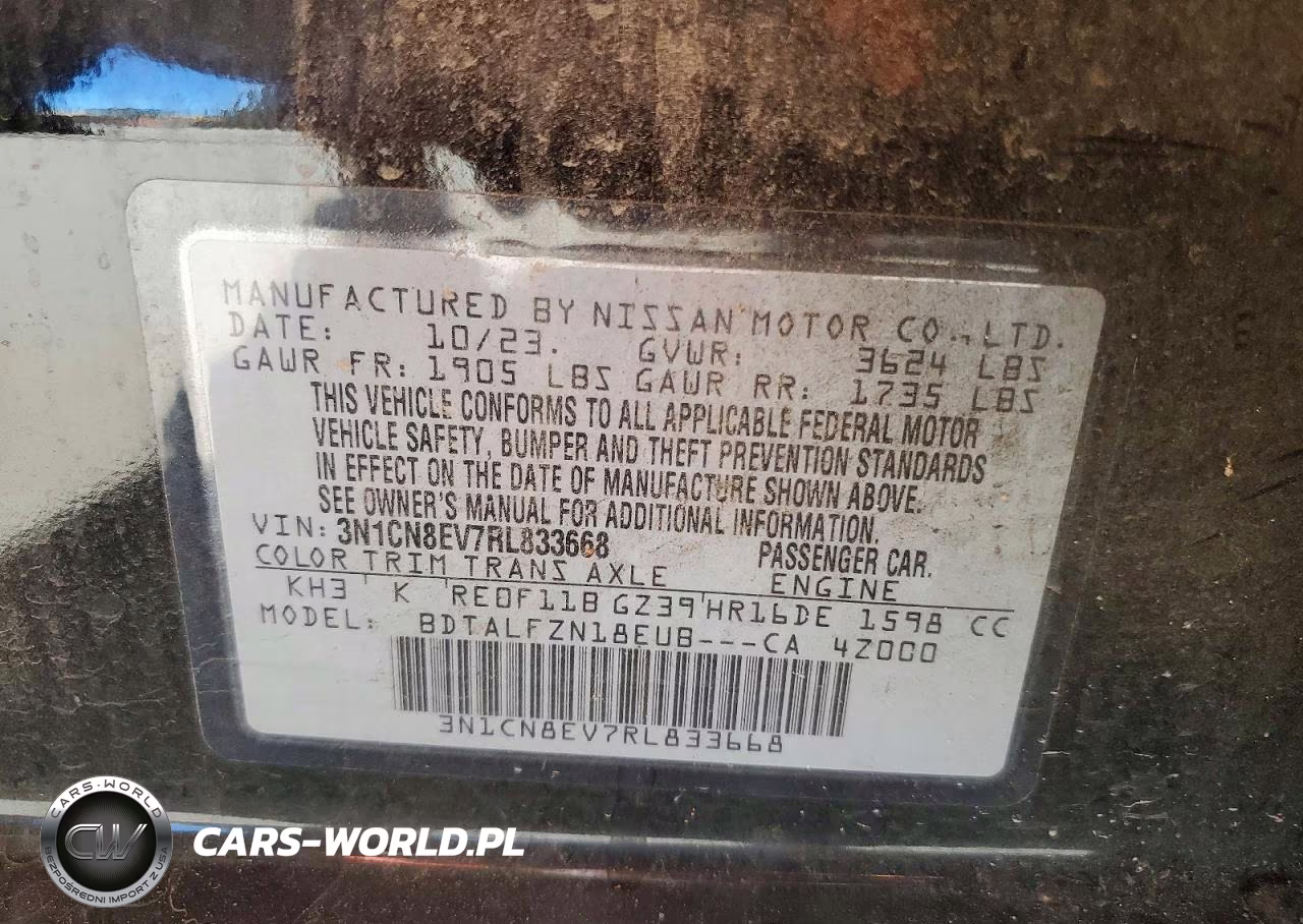2024 Nissan Versa Sv VIN:3N1CN8EV7RL833668 - 12