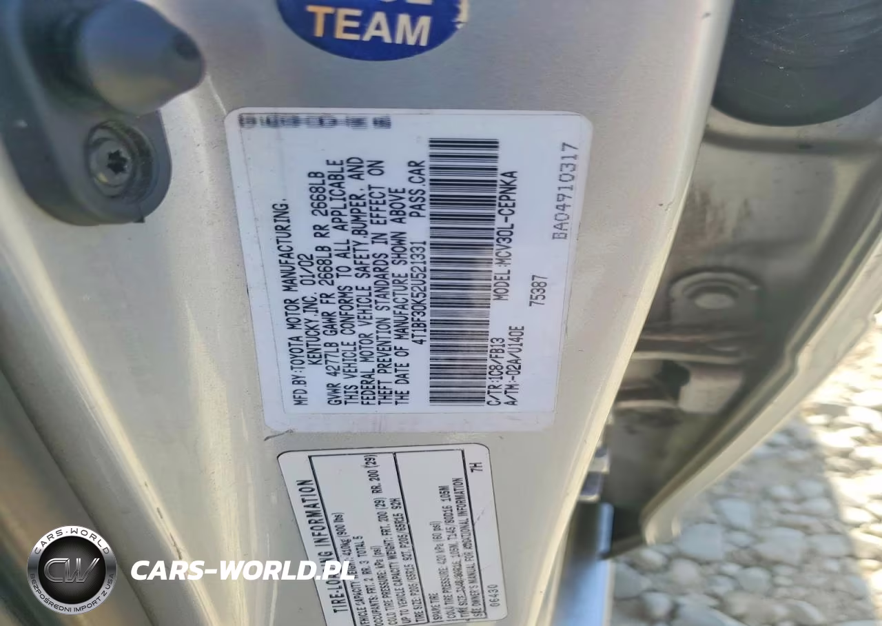 2002 Toyota Camry Le V6 VIN:4T1BF30K52U521331 - 12