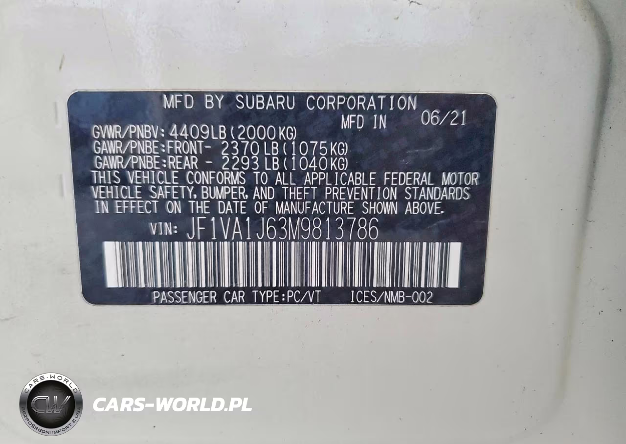 2021 Subaru Wrx Limited VIN:JF1VA1J63M9813786 - 14