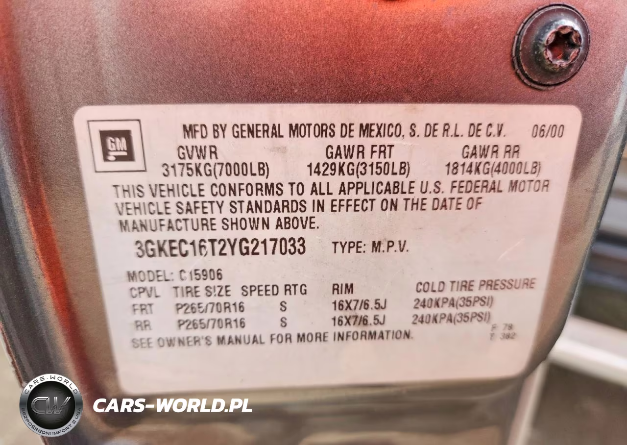2000 GMC Yukon Xl C1500 VIN:3GKEC16T2YG217033 - 13
