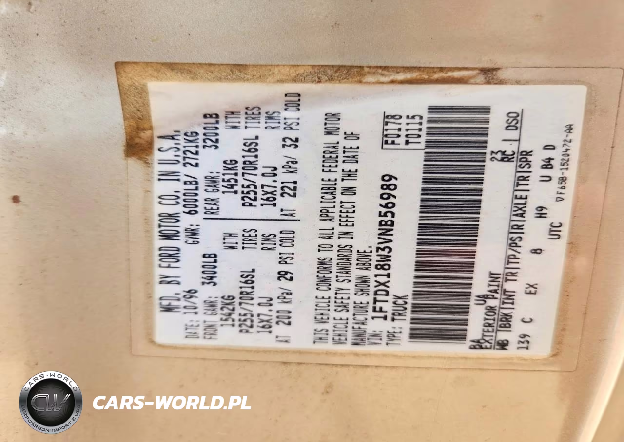 1997 Ford F150 VIN:1FTDX18W3VNB56989 - 12