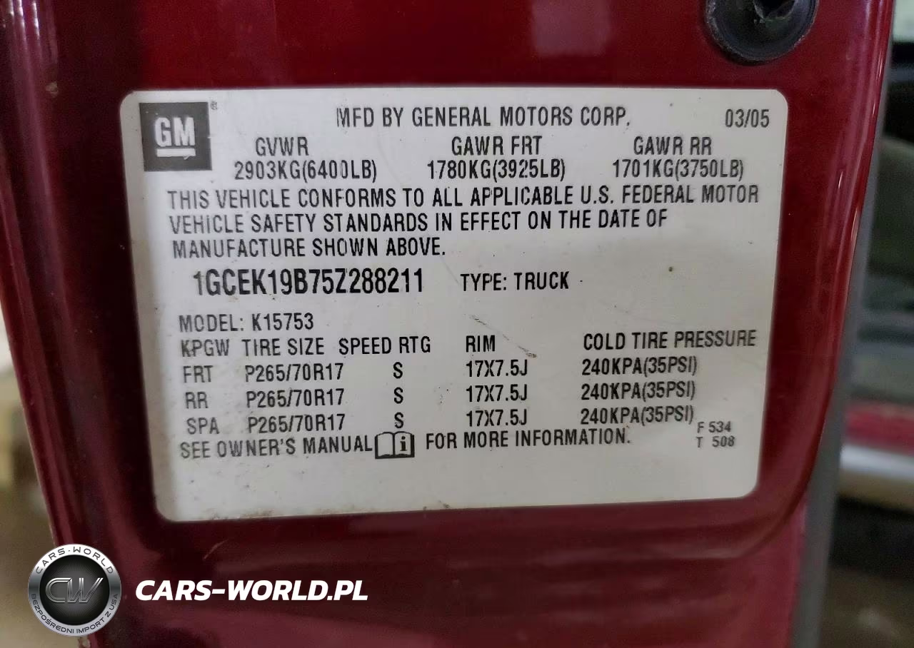 2005 Chevrolet Silverado K1500 VIN:1GCEK19B75Z288211 - 12