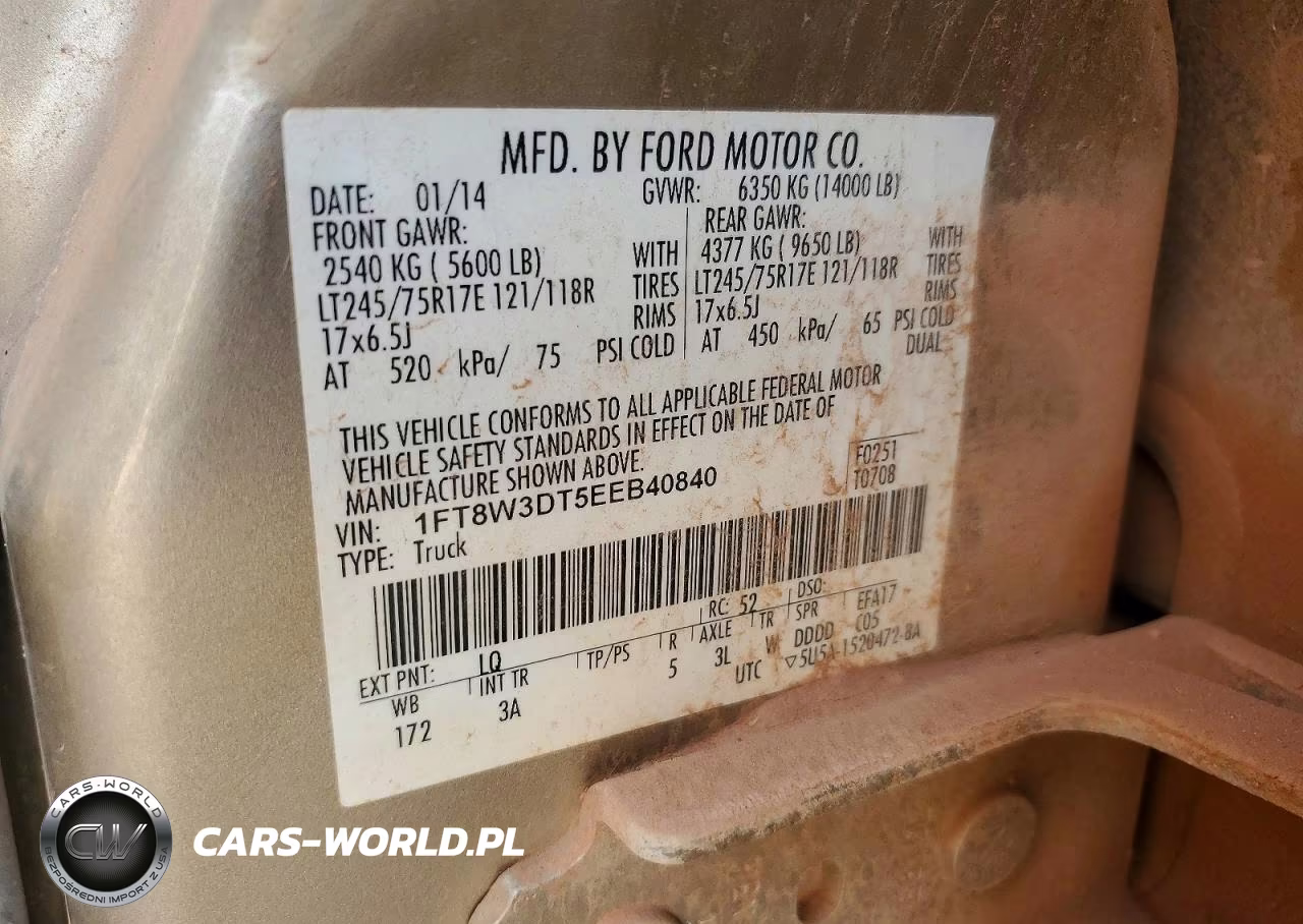 2014 Ford F350 Super Duty VIN:1FT8W3DT5EEB40840 - 14