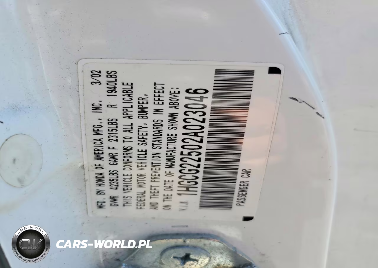 2002 Honda Accord Ex VIN:1HGCG22502A023046 - 12