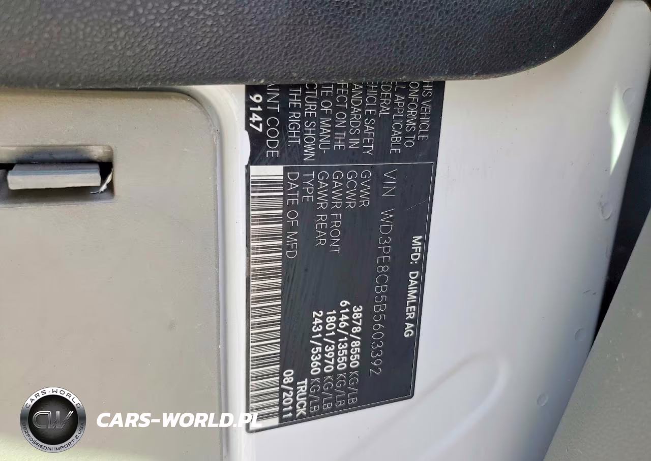 2011 Mercedes-Benz Sprinter 2500 VIN:WD3PE8CB5B5603392 - 12